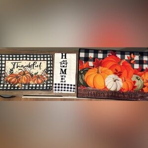 Fall Themed Table Mats (8pc.) Kitchen Towel and Floor Mat Set-Great Condition
